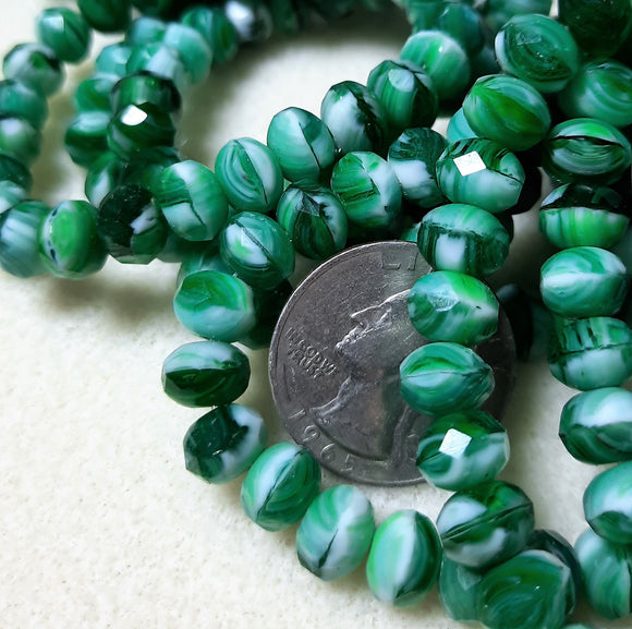 Rondelle (9x6mm) Green Emerald White Mix Opaque Transparent 10ct