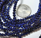 4mm Cobalt Speckled Baroque Czech Glass Beads 50ct