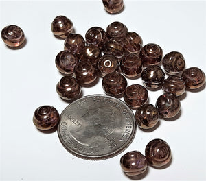8mm Lumi Brown Czech Glass Snail Baroque Lumis 20ct