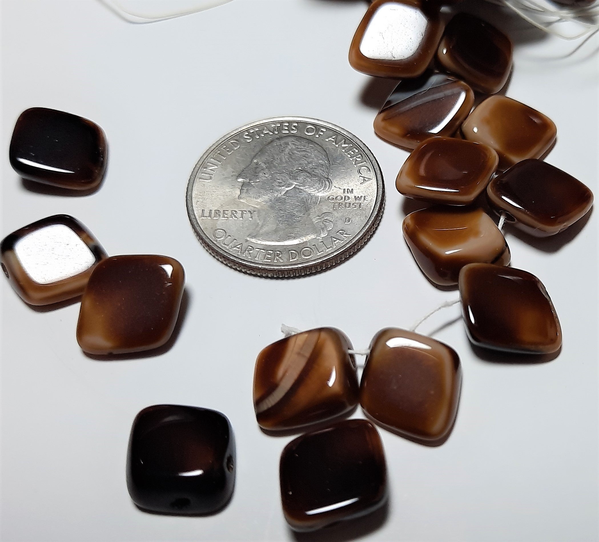 12x14mm Light Tiger Eye Czech Glass Diamond Drop 10ct