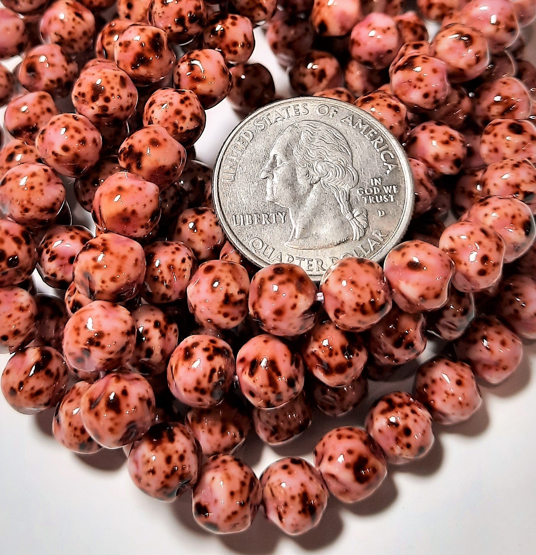 8mm Mauve Gold Speck Baroque Beads 20ct