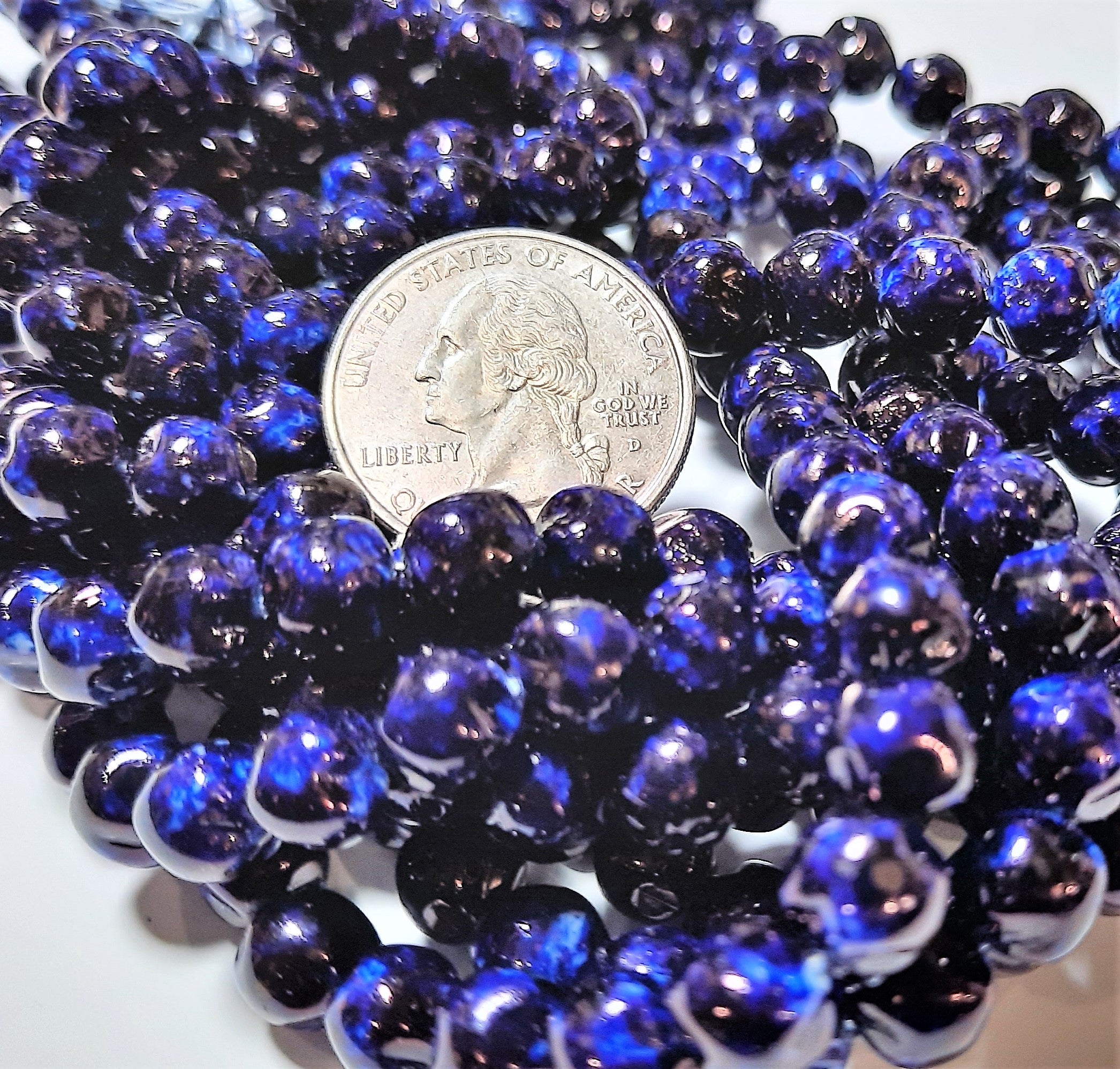 8mm Cobalt Gold Speck Baroque Beads 20ct