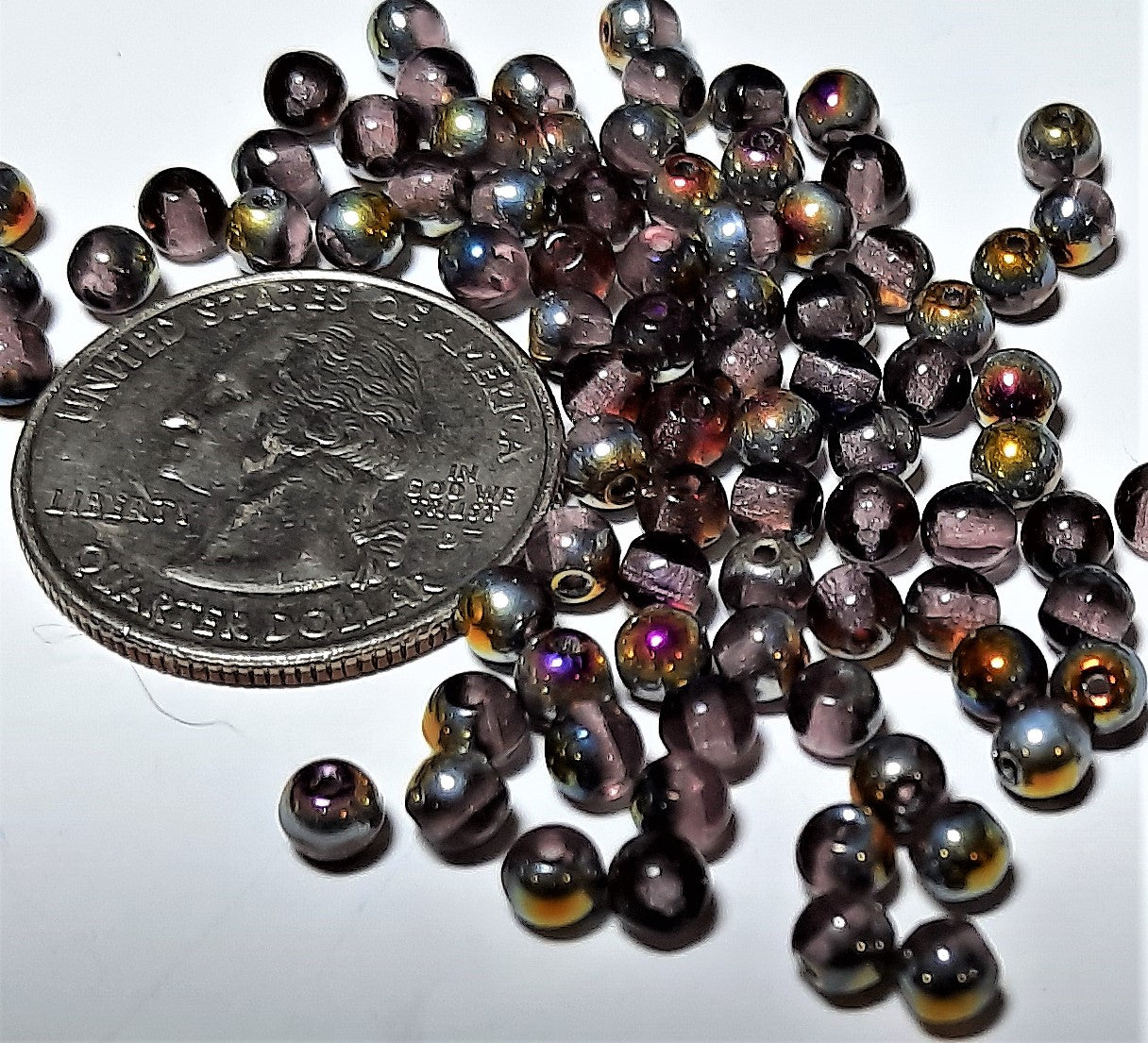 4mm Amethyst Marea Smooth Round Czech Glass Druk Loose 100ct