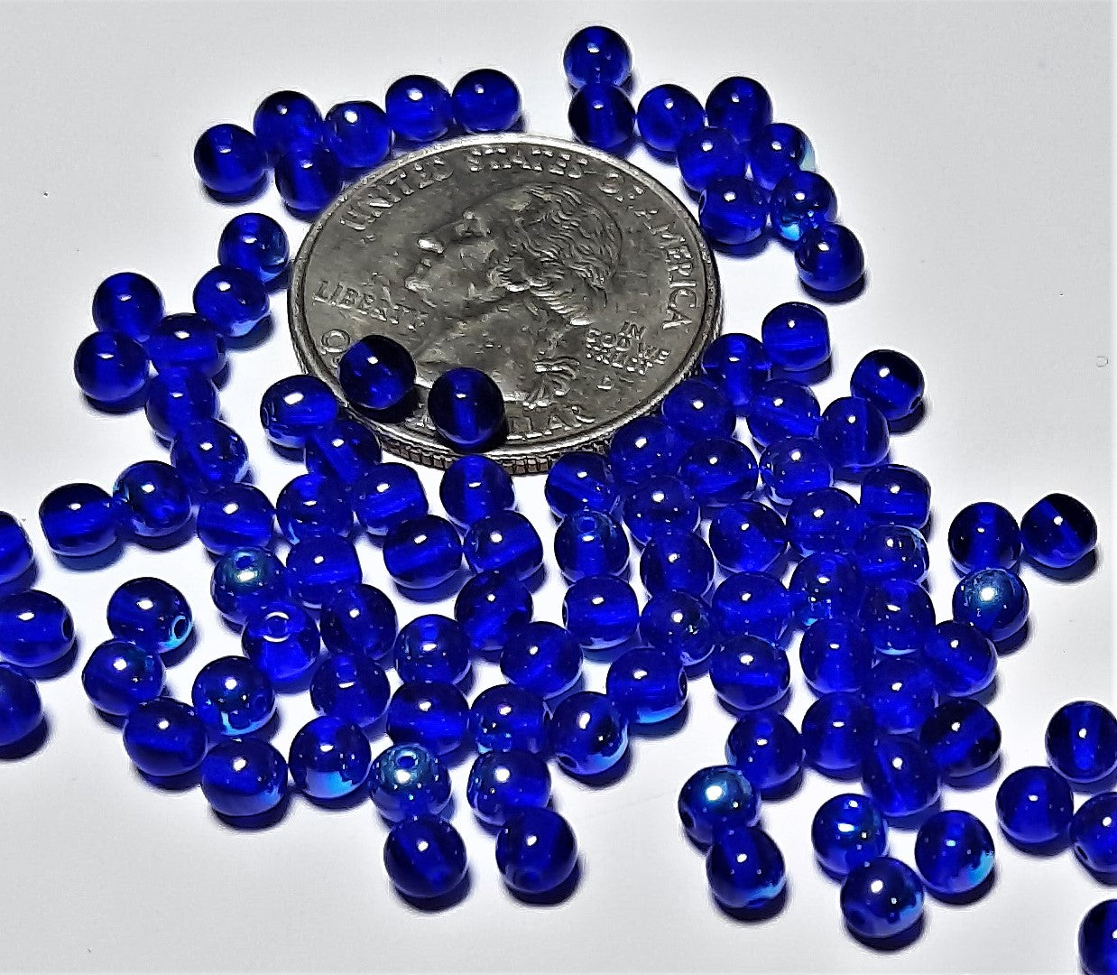 4mm Cobalt AB Smooth Round Czech Glass Druk Loose 100ct