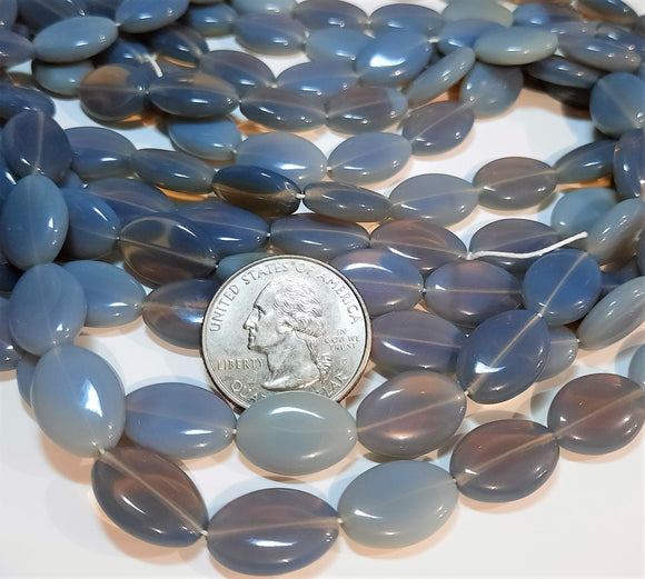 16x11mm Grey Opal Smooth Flat Oval Beads 15ct