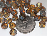 8mm Black Diamond Czech Glass Fire Polished Picasso Beads 20ct