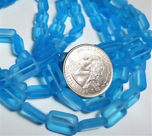 12x8mm Aqua Chicklet Cut Czech Glass Beads 15ct