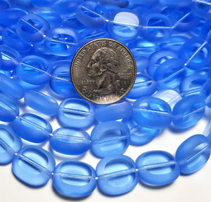 14x12mm Light Sapphire Cushion Cut Czech Glass Beads 10ct