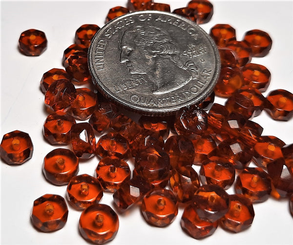 6x3mm Madeira Topaz Czech Glass Fire Polished Rondelle Beads 50ct – Wyoming  Beads & Such