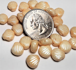 Shelly Shells 2-Hole Czech Bead 8mm Cream Shimmer 20ct