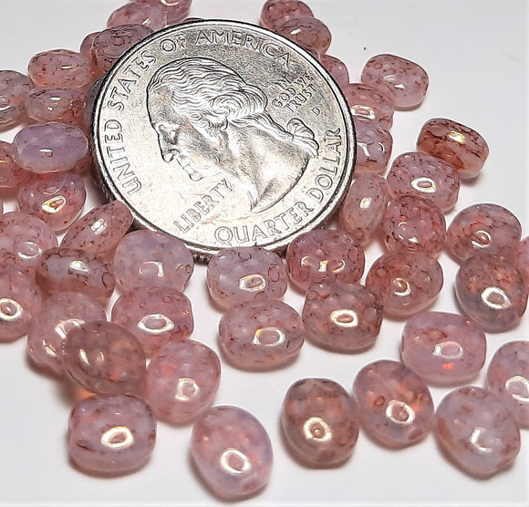 7x6mm Milky Lumi Pink Filigree Czech Glass Beads 50ct