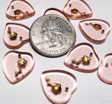 16x17mm Pink Czech Glass Heart Pendant with Gold Flower 4ct