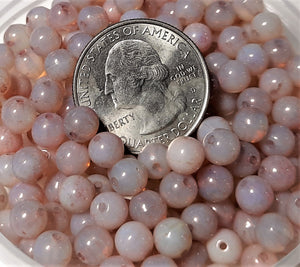 6mm Milky Lumi Pink Smooth Round Czech Glass Druk Beads 30ct