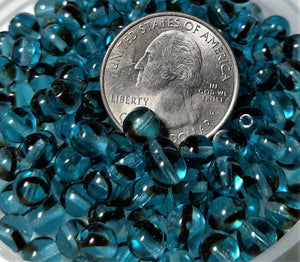 6mm Blue Tortoise Shell Smooth Round Czech Glass Druk Beads 30ct