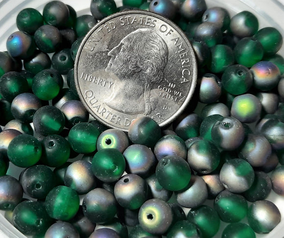 6mm Frosted Teal Vitrail Light Smooth Round Czech Glass Druk Beads 30ct