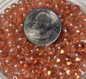 6mm Peach Shimmer Smooth Round Czech Glass Druk Beads 30ct