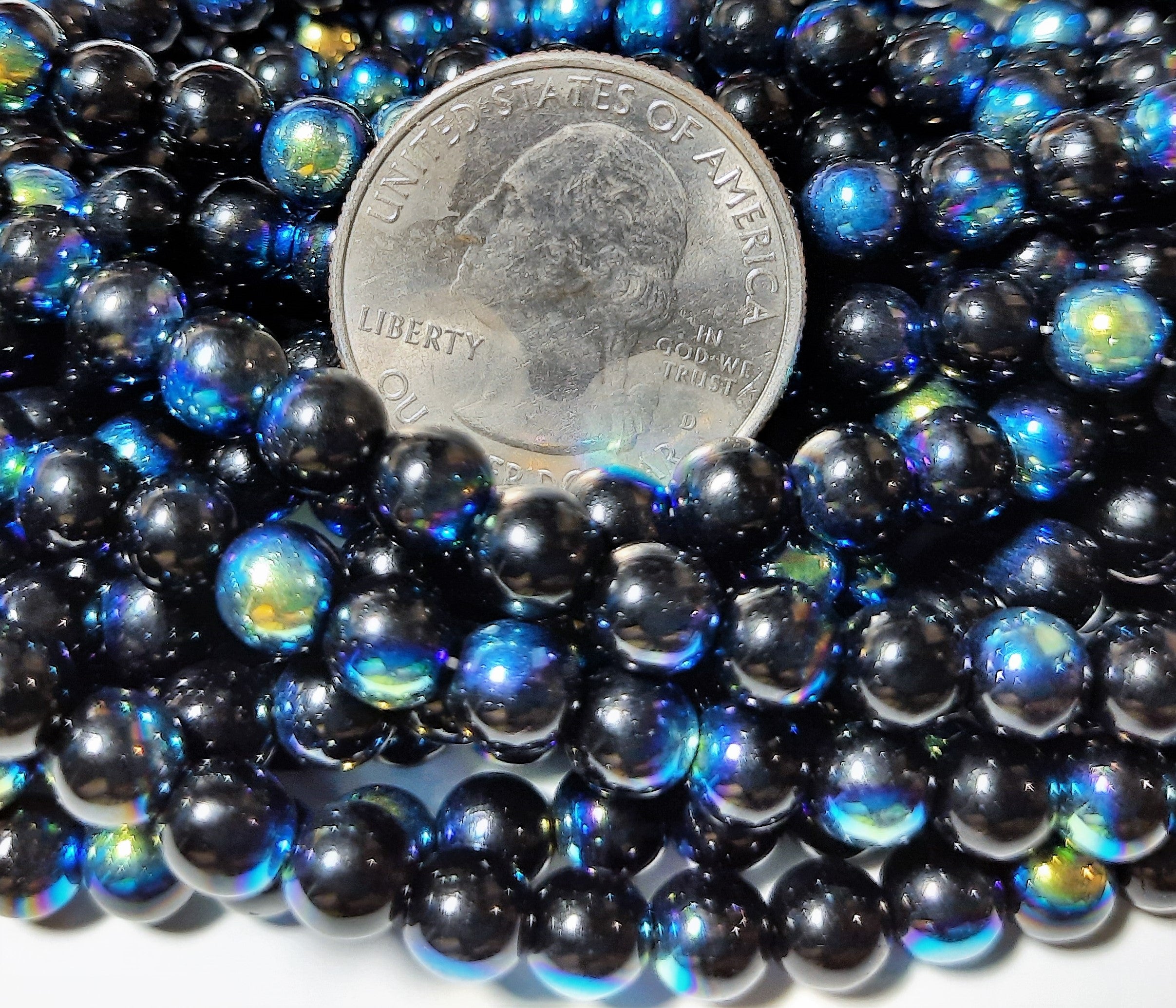 6mm Jet AB Smooth Round Czech Glass Druk Beads 30ct