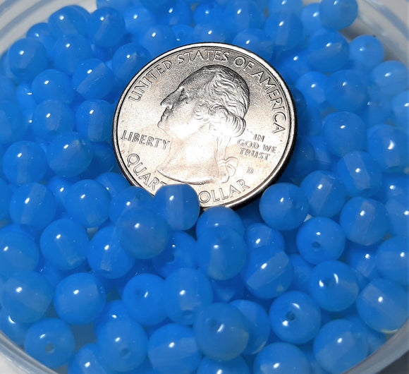 6mm Sky Blue Opal Smooth Round Glass Druk Beads 30ct