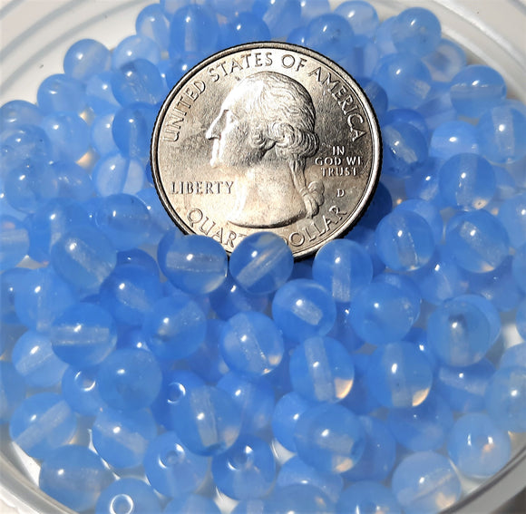 6mm Baby Blue Opal Smooth Round Druk Beads 30ct