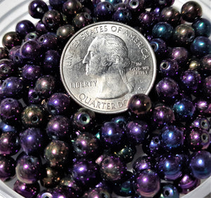 6mm Purple Iris Smooth Round Czech Glass Druk Beads 30ct