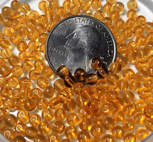 4mm Amber Smooth Round Czech Glass Druk Beads 150ct