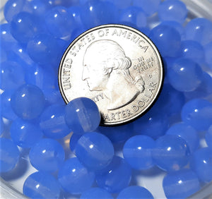 8mm Sky Blue Opal Smooth Round Druk Beads 20ct