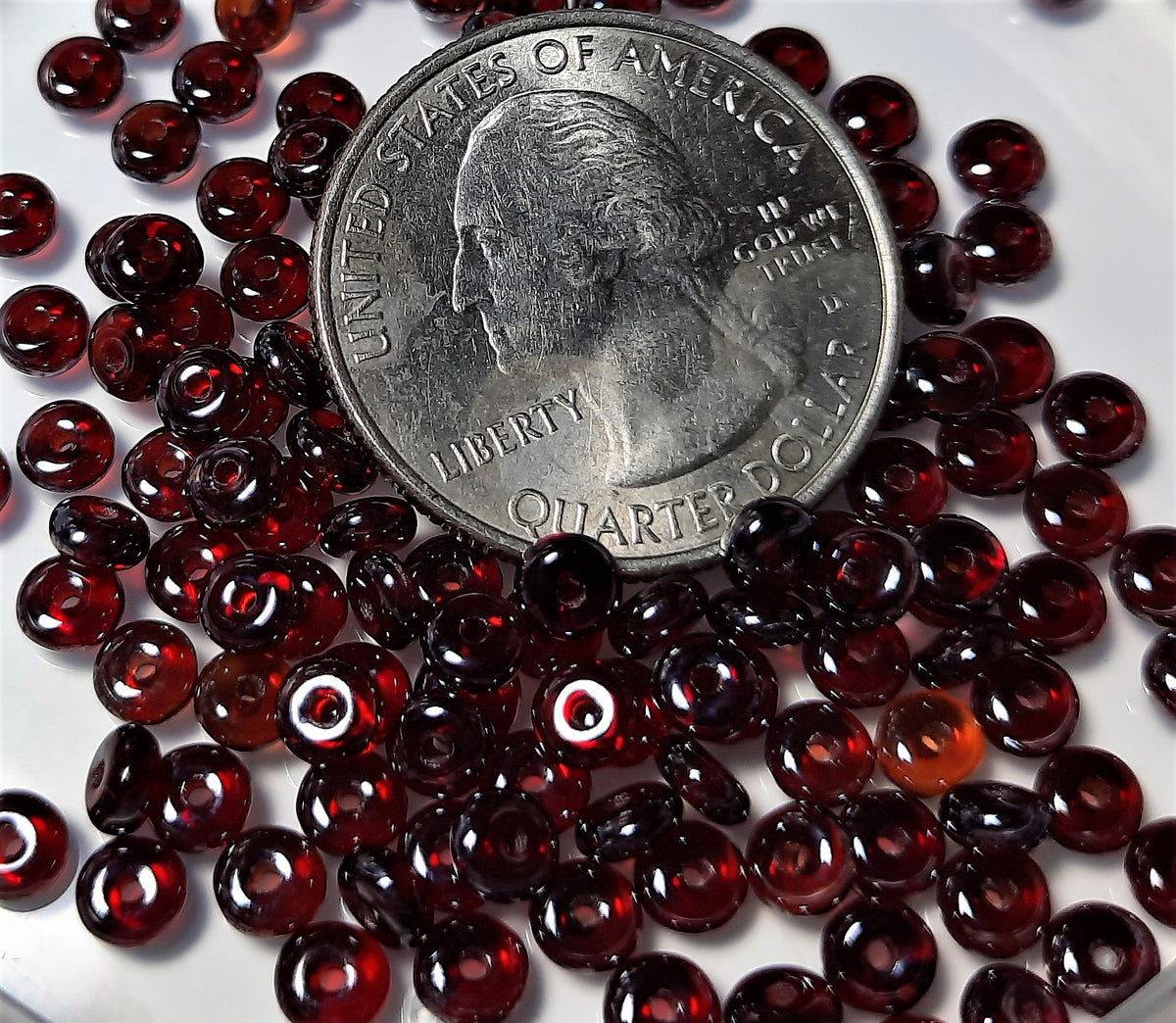4mm Light Garnet Shimmer Smooth Pressed Glass Rondelle Beads 100ct
