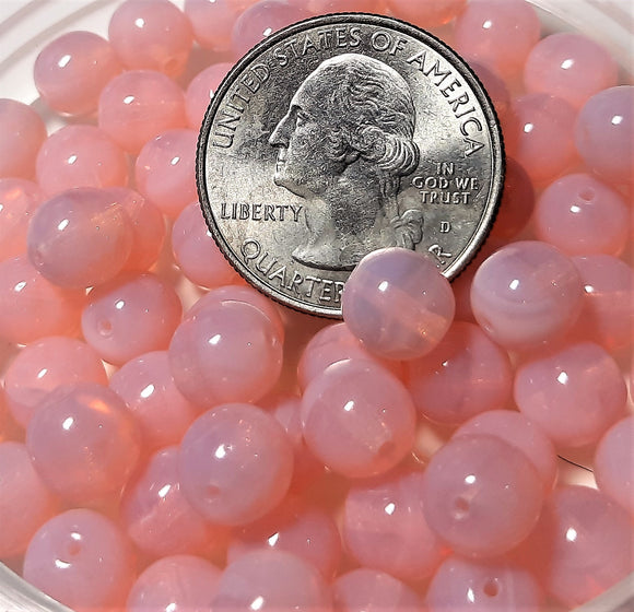 8mm Light Pink Opal Smooth Round Druk Beads 20ct
