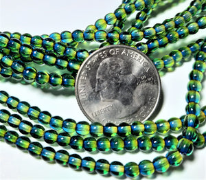 3mm Two-Tone Olive Capri Smooth Round Druk Beads 100ct