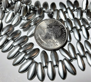 5x12mm Matte Silver Side Drill Daggers Czech Glass Beads 50ct