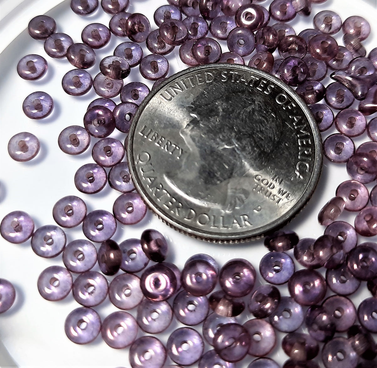 4mm Lumi Amethyst Smooth Pressed Glass Rondelle Beads 100ct