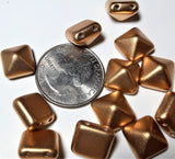 12mm Matte Gold Czech Glass Pyramid 2-Hole Beadstuds 6ct