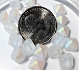 8mm Crystal Matte AB Czech Glass Pyramid 2-Hole Beadstuds Beads 12ct