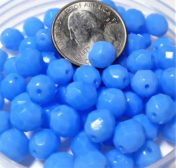 8mm Sky Blue Opal Fire Polished Round Beads 20ct