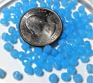4mm Powder Blue Opal Fire Polished Round Beads 100ct