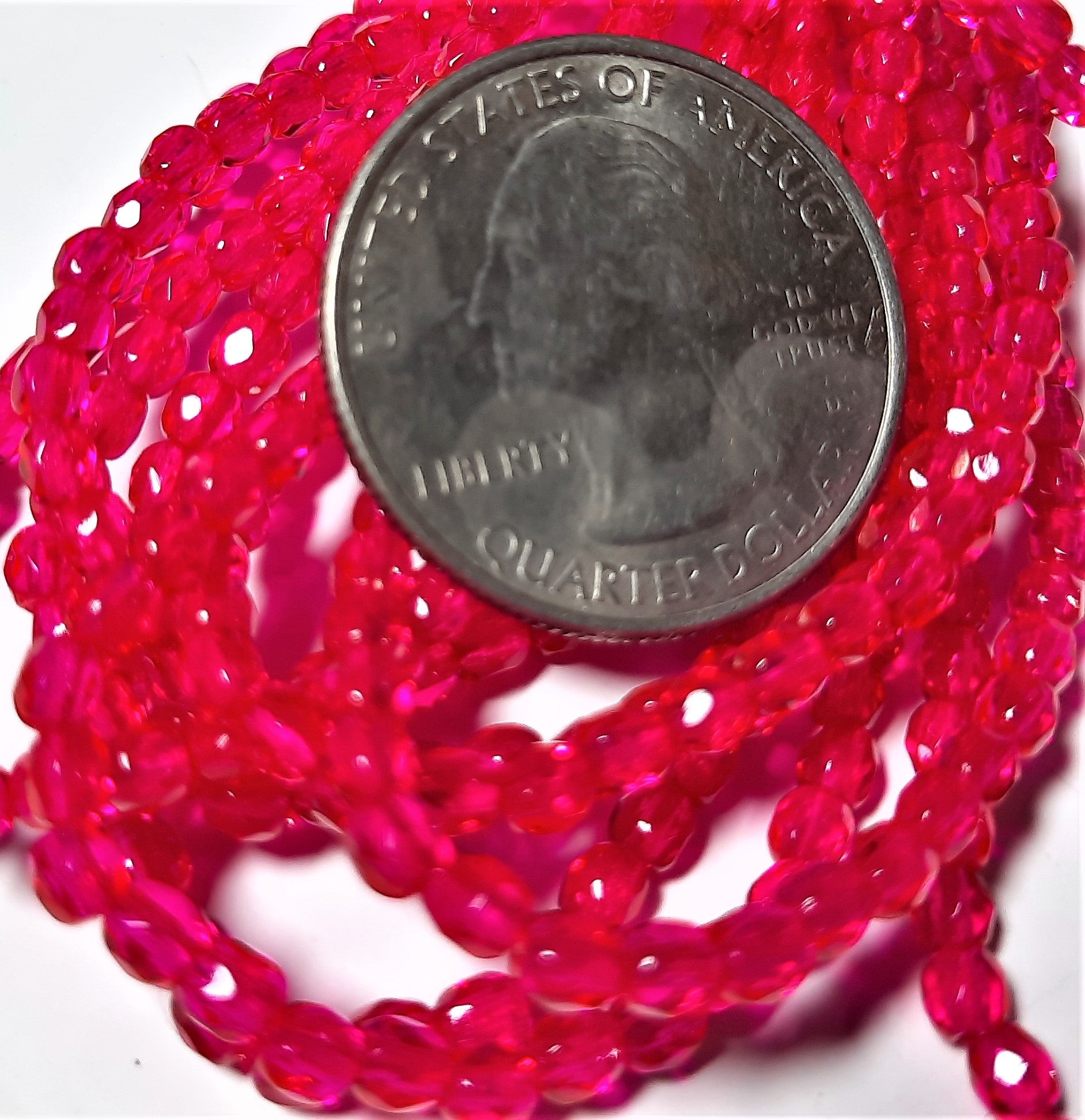 3mm Fuchsia Czech Glass Fire Polished Round Beads 100ct