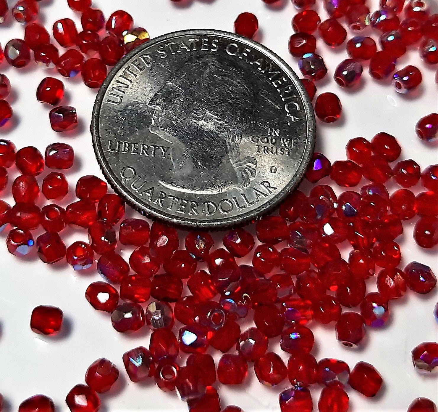 3mm Siam AB Czech Glass Fire Polished Round Beads 100ct