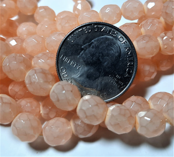 8mm Milky Pink Czech Glass Fire Polished Round Beads 20ct