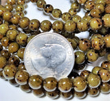 8mm Green Turquoise Czech Glass Speckled Round Beads 20ct