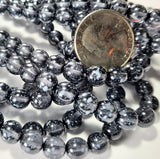 10mm Metallic Grey Transparent Czech Glass Round Beads 15ct