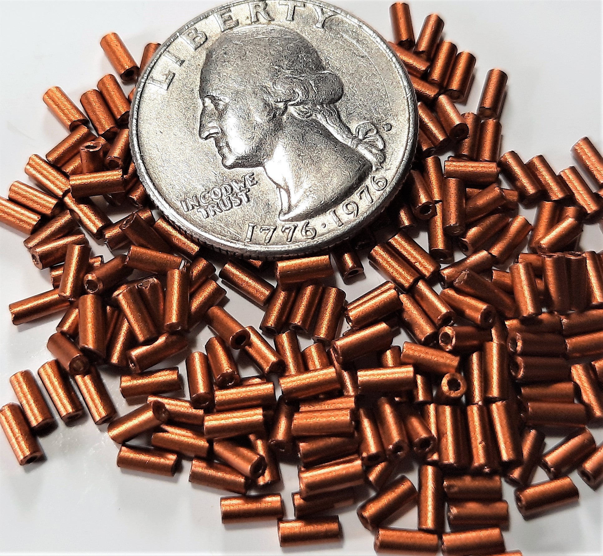 Copper Matte Czech Glass Bugle Beads #2 (approx 4.5mm) 25g