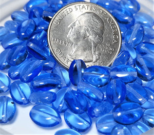 8x6mm Light Sapphire Transparent Smooth Flat Oval Czech Glass Beads 50ct