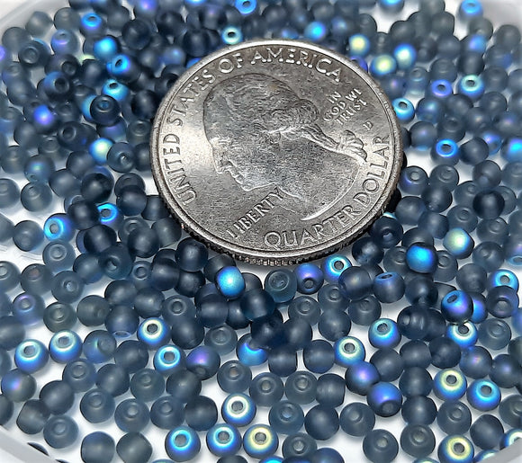3mm Frosted Montana AB Smooth Round Czech Glass Druk Beads 200ct