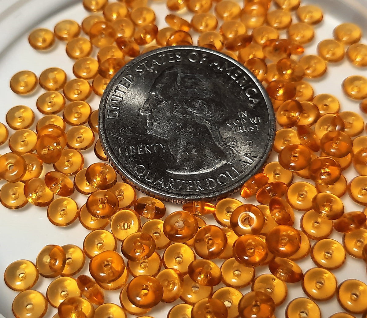 4mm Topaz Smooth Pressed Glass Rondelle Beads 100ct