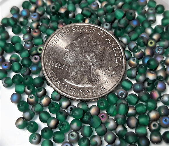 3mm Frosted Teal Vitrail Smooth Round Czech Glass Druk Beads 200ct