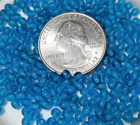 3mm Capri Blue Smooth Round Czech Glass Druk Beads 200ct