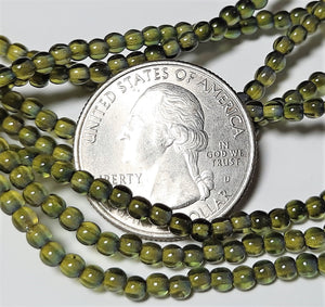 4mm Two-Tone Olive/Capri Smooth Round Druk Beads 100ct