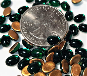 7x5mm Teal Transparent Oval Glass Cabochons 36ct