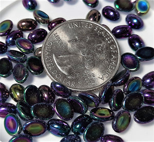7x5mm Purple Iris Glass Oval Cabochons 36ct