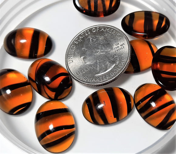 18x13mm Tortoise Shell Transparent Oval Glass Cabochons 2ct